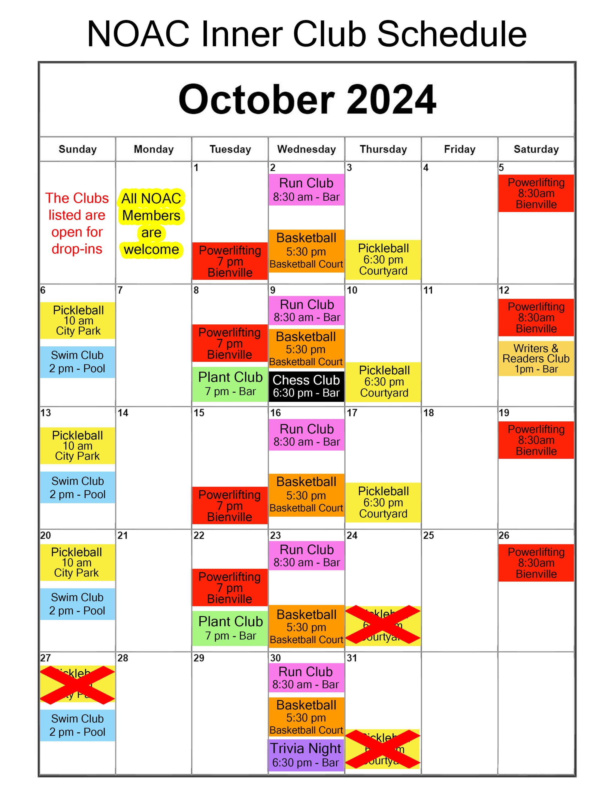 group class schedule